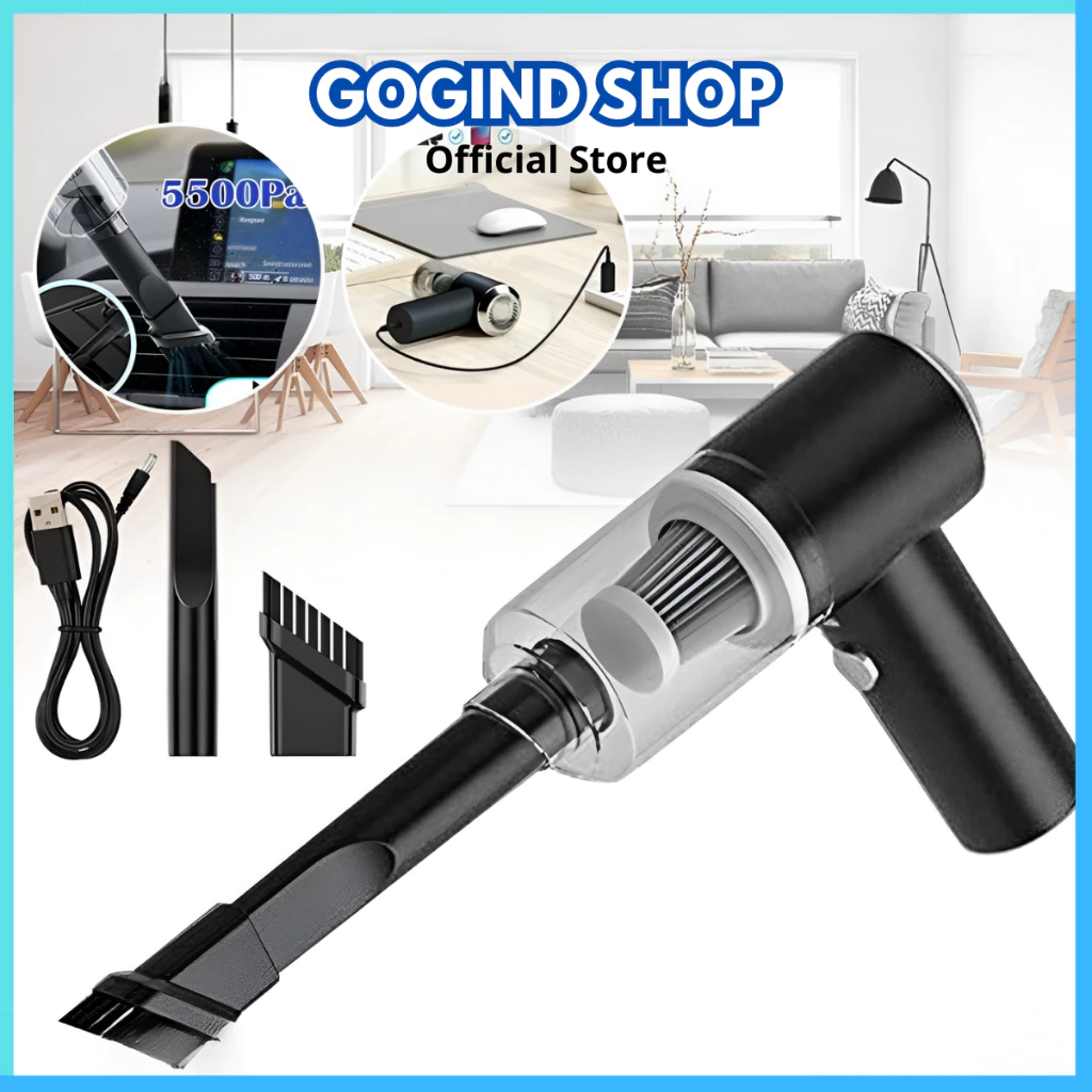 Máy hút bụi cầm tay GOGINDSHOP Mini không dây lực hút siêu mạnh sử dụng hút bụi ô tô, giường ngủ, máy tính, kẽ bàn ghế