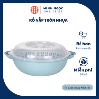 Rổ nắp tròn nhựa VIỆT NHẬT (MS: 3275), bộ rổ nhựa kèm chậu có nắp đậy rửa hoa quả hàng cao cấp