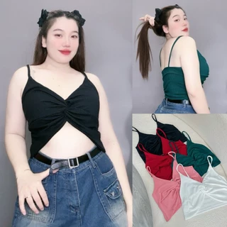 Áo dây bigsize, dáng ngắn croptop cúp xoắn tạo điểm nhấn thời trang mùa hè đi biển cá tính quyến rũ G117