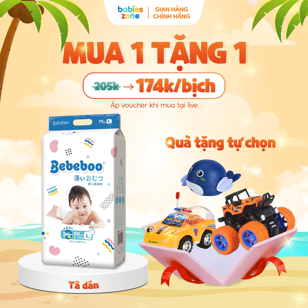 [TẶNG 3 MIẾNG + QUÀ] Tã/bỉm dán BEBEBOO thương hiệu Nhật Bản siêu thấm hút, khóa ẩm nhanh gấp 3 lần