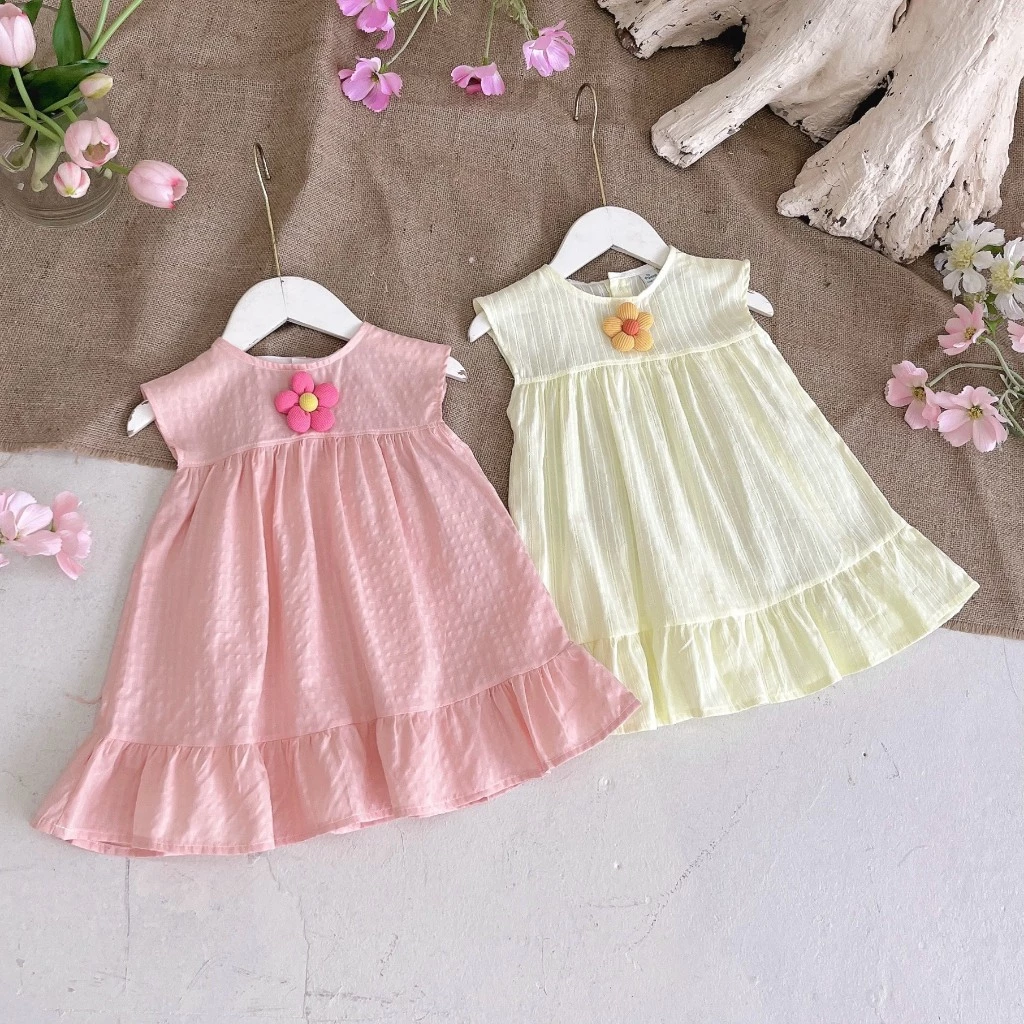 Tom&Chelsea - Váy/ đầm bé gái (8-26kg / 1-6 tuổi), Váy bèo đuôi cá, thô Hàn cotton thêu nơ hoa