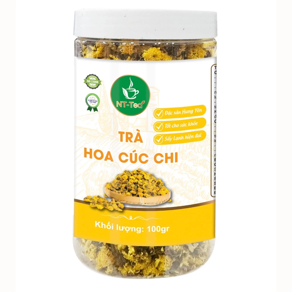 Trà Hoa Cúc Chi sấy lạnh NT-Team hũ 100gr - Đặc sản Hưng Yên - Nhất Tín Food