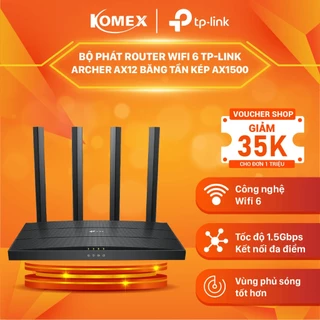 Bộ Phát Router WiFi 6 TP-Link Archer AX12 Băng Tần Kép AX1500