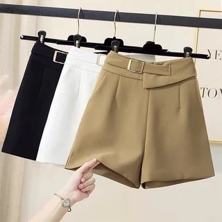 Quần short nữ lưng cao phối đai vuông có túi 2 bên, sóc đai vuông 38 chất liệu vitex Susuclothing