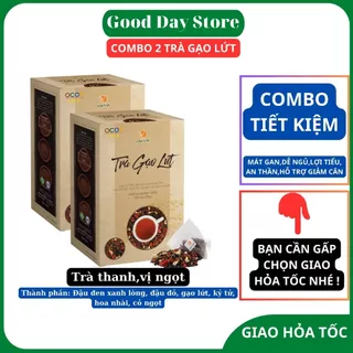 [COMBO 2 HỘP] Trà gạo lứt Quê Việt thanh lọc gan, giải độc cơ thể nguyên liệu tự nhiên an toàn 600gr/hộp