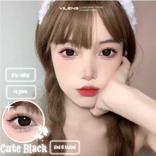 Lens Kính áp tròng Lens cận ( 1 cặp ) [ Cute Black - 14.5mm có cận dến 6.0] Vilens shop - 1 chiếc Lens Hàn