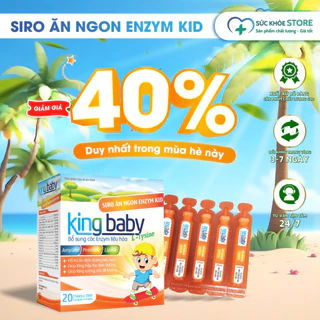 SIRO ĂN NGON KING BABY L-Lysine Hỗ Trợ Ăn Ngon Ngủ Ngon Cho Bé, Tăng Cường Tiêu Hóa, 1 HỘP 20 ỐNG 10ML