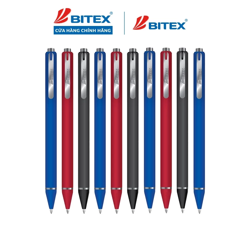 Combo 10 bút Lông bi Bitex B01 ngòi 0.6mm mực xanh/ đỏ/ đen