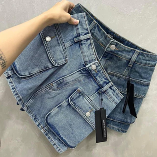 Chân váy jean ngắn chữ A túi hộp nổi 2bên siêu hot mẫu mới nhất nhà HA TIT STORE