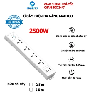 Ổ Cắm Điện Đa Năng Manigo USB TypeC Sạc Nhanh PD20W Cầu Chì Tự Ngắt Khi Quá Tải Công Suất 2500W An Toàn BH 3 năm