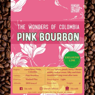 Cà phê Specialty Colombia Zarza Pink Bourbon rang Light gói 100gram