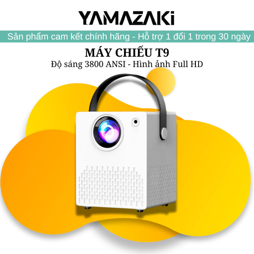 Máy chiếu mini YAMAZAKI T9 cao cấp màn hình Full-HD 1080p, hệ điều hành android 9.0, kết nối điện thoại và bluetooth