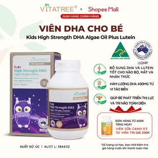 Viên DHA cho bé Vitatree Kids High Strength DHA Algae Oil Plus Lutein Hộp 60 viên hàng Úc chính hãng