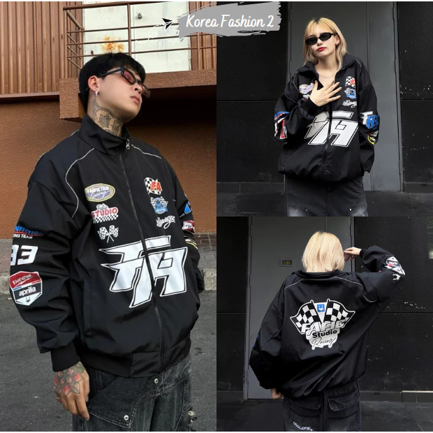 Áo khoác gió Fafic Studio Racing Flag Jacket 2 lớp dày dặn phong cách đường phố phượt thủ cá tính