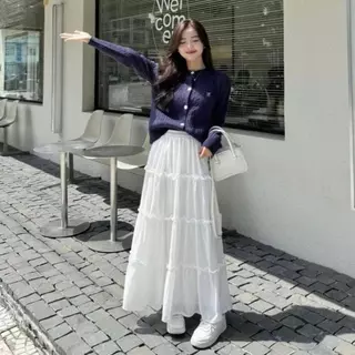 Chân váy midi xoè 4 tầng bigsize dáng dài chất vải đủi thô mềm cạp chun co giãn thời trang nữ phong cách vintage CV408