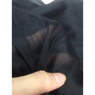 Vải voan gân màu đen mặt bóng mỏng nhẹ(khổ 1m5)may đầm váy ,áo kiểu thời trang