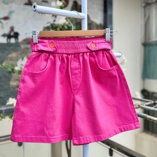 Quần Short Kaki Cotton Lưng Cao Ống Rộng Thời Trang Mùa Hè  Dành Cho Nữ-đùi  kaki co giãn cực thỏa mái-quần lửng kaki nu