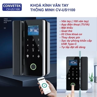 Khoá Vân Tay Thông Minh CONVETEK Dùng Cho Cửa Kính Cường Lực CV-US1100