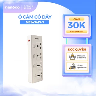 Ổ cắm có dây Nanoco model NES43415-3 (4 ổ đa năng, 4 công tắc, dây điện 3m)