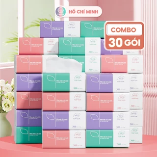 Giấy ăn gấu trúc top gia thùng 30 gói 4 lớp mix 3 màu