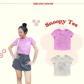 [Voucher Extra] Áo thun babytee nữ tay ngắn cổ tròn form ngắn in hình Snoopy Tee - Sibling House