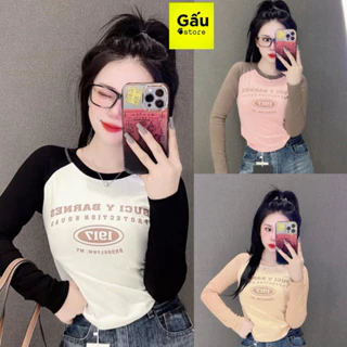 Áo thun nữ PHOM ÔM Tay Dài Croptop baby tee ôm sát ( TD baby tee 1917 )