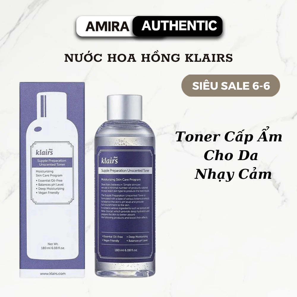 [Chính hãng] Toner dưỡng ẩm, Nước cân bằng da Klairs 180ml