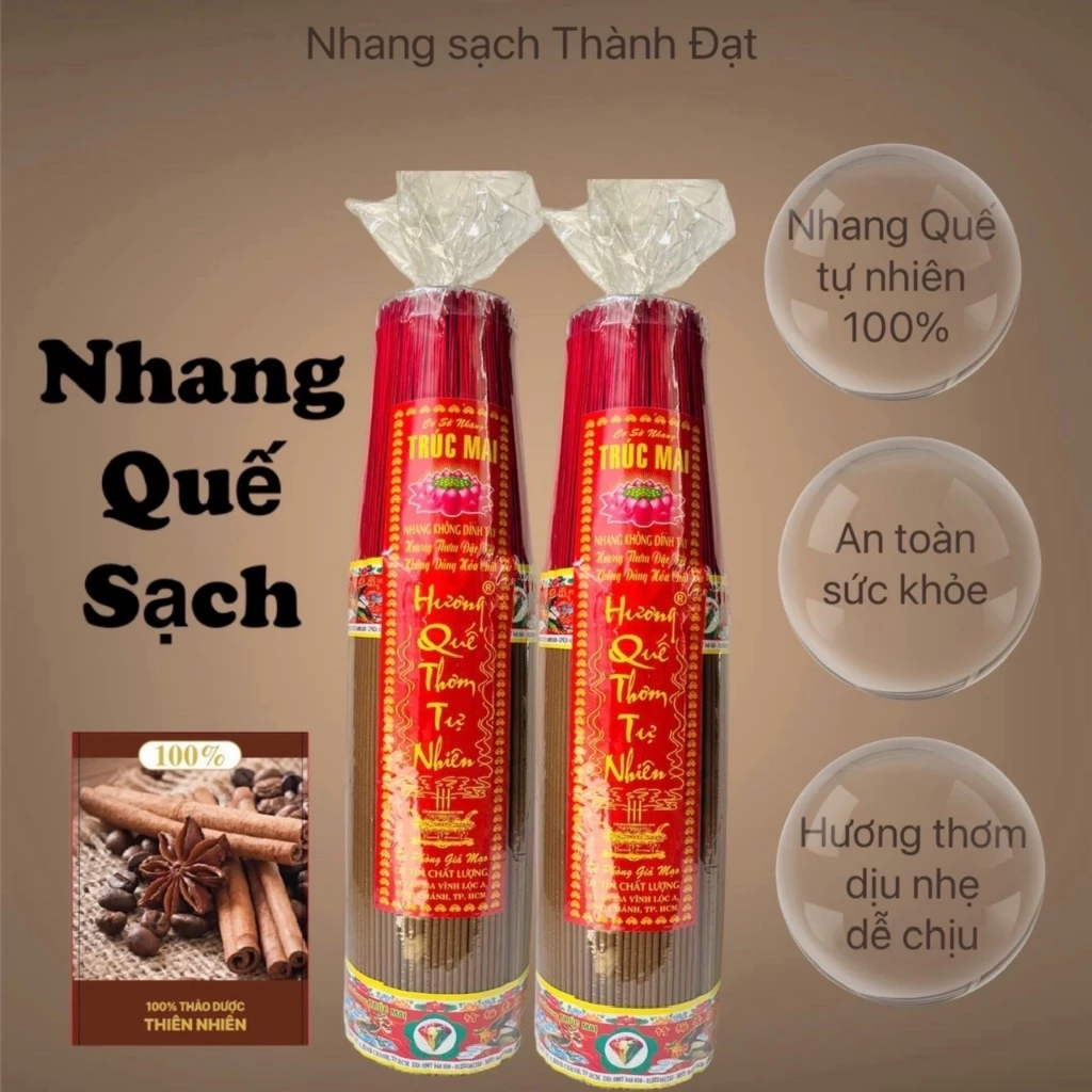 Nhang trầm quế, nhang quế sạch hương thơm dể chịu không hóa chất độc hại, 1 bó 1,3kg 800 cây 38cm.