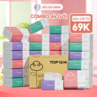 (LIVE) Giấy ăn rút 3 màu Top Gia 46 gói, khăn giấy 4 lớp siêu dai, mềm mịn