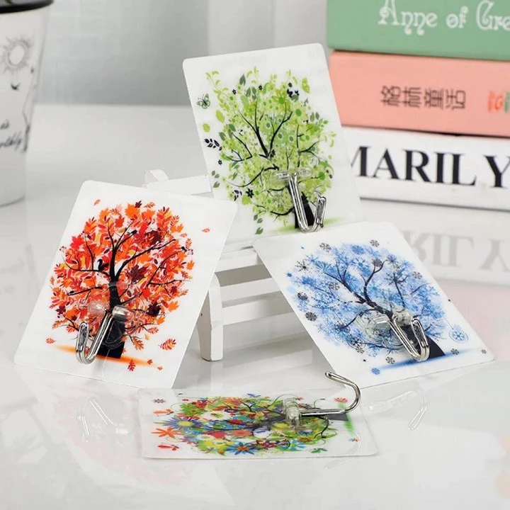 COMBO 5 -10 Móc Dán Tường Siêu Dính In Hình 3D Độc Đáo -BA999