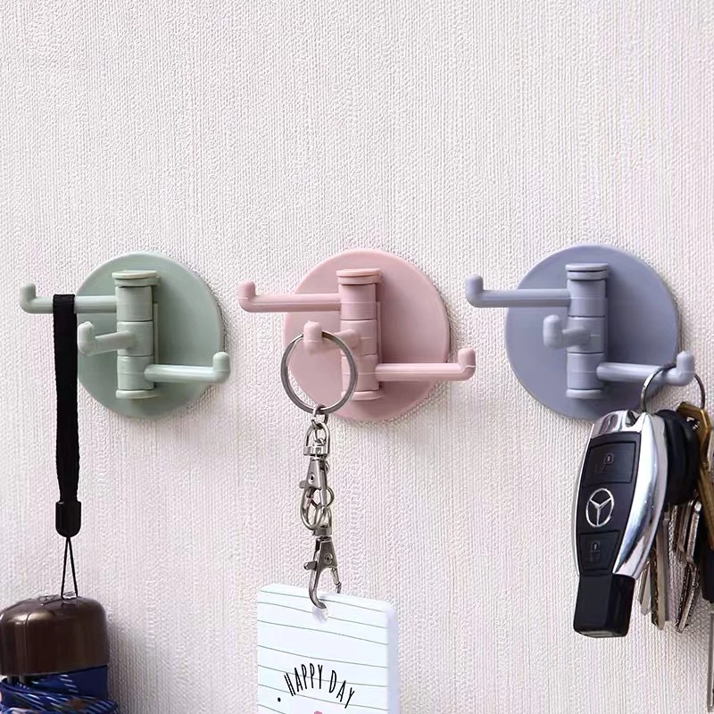Móc Nhựa Dán Tường 3 Nhánh Kèm Miếng Dính Tường ,Móc 3 Nhánh Xoay 180 độ -BA278
