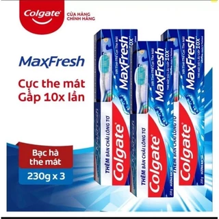 kem đánh răng colgate maxfresh bạc hà (3 câyx225g kèm bàn chải)