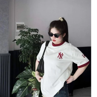 Áo Phông UNISEX Form Rộng Nam Nữ MLB NY Logo Thêu Cổ Bo Chất Liệu 100% Cotton 2 Chiều Cao Cấp Thoáng Mát Hot Trend 2024