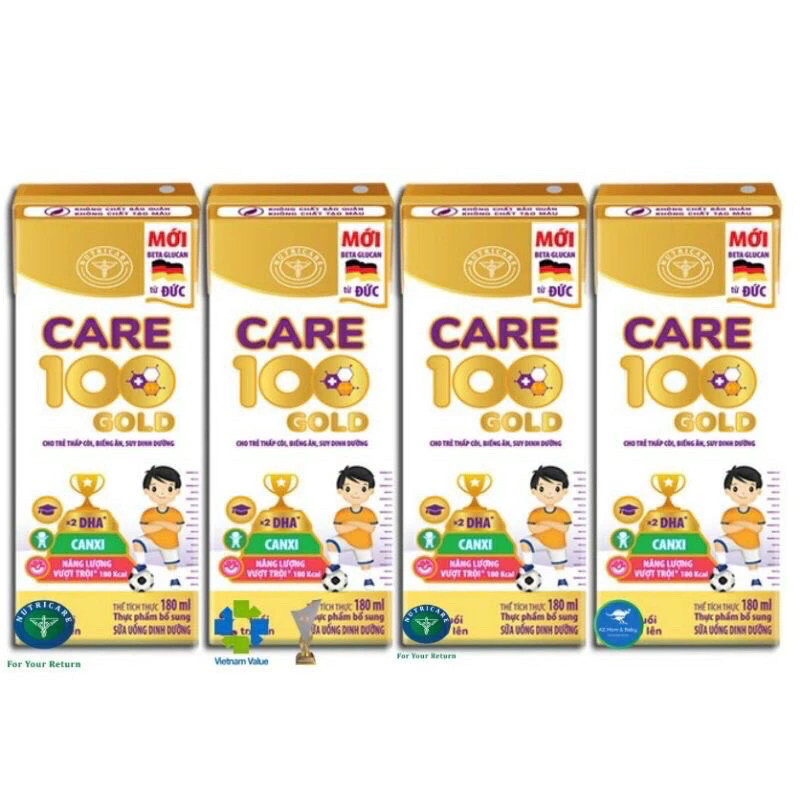 (Date mới) Thùng sữa 48 hộp 180ml care 100 Gold pha sẵn- có ship hỏa tốc HCM