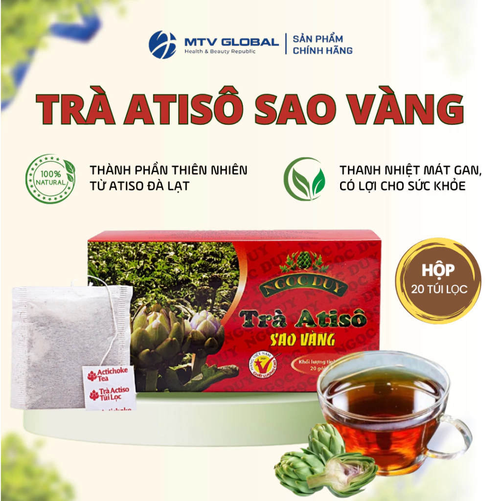 Trà Túi Lọc Atiso Sao Vàng Ngọc Duy Bổ Gan Giải Nhiệt Thanh Mát Cơ Thể Hộp 20 Túi