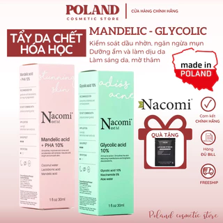 Tẩy da chết hóa học Nacomi với Madelic acid và Glycolic acid 10% kiểm soát dầu nhờn ngừa mụn 30ml