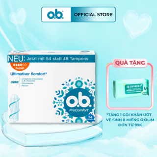 [Tampon o.b] Băng vệ sinh dạng ống tampon o.b procomfort super 4 giọt 54 cái, không cần đẩy, không hương liệu