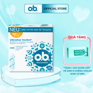 [Tampon o.b] Băng vệ sinh dạng ống tampon o.b procomfort normal 3 giọt 64 cái, không cần đẩy, không hương liệu, chống tr