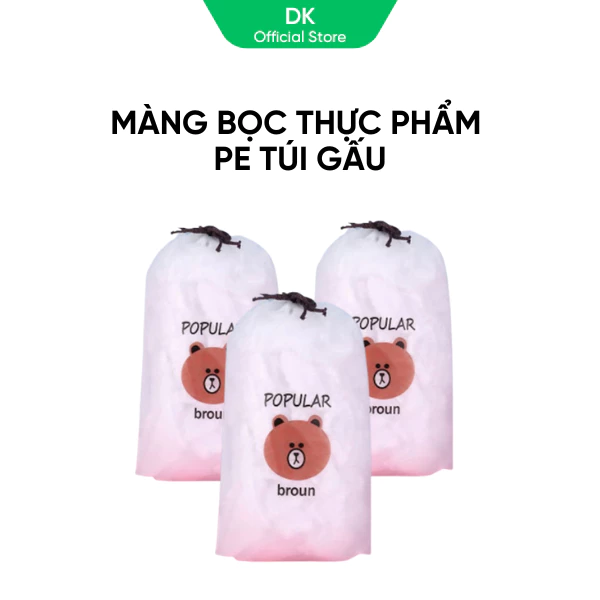 Màng Bọc Thực Phẩm PE DK Có Chun Siêu Dai Co Giãn, Túi Gấu Bọc Bảo Quản Đồ Ăn Tiện Dụng