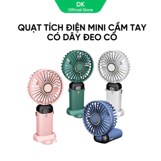 Quạt Tích Điện Mini Cầm Tay DK Có Dây Đeo Cổ Dung Lượng Pin 5000mAh