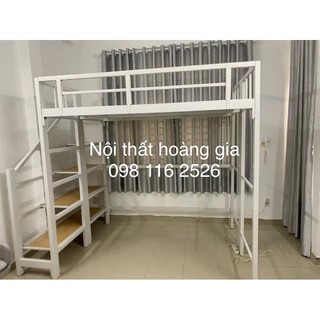 Giường Tầng Gác Khung Hộp 1m6x2m có bậc cầu Thang Gỗ