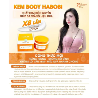 Chính hãng : Kem dưỡng trắng da body X8 Habobi kem dưỡng trắng toàn thân nâng tông thẩm thấu nhanh không bết dính