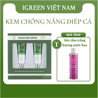 (Tặng sữa tắm 199k) Kem Chống Nắng Thuần Chay Nâng Tone Diếp Cá IGREEN – 60ml SPF 50+ PA ++++