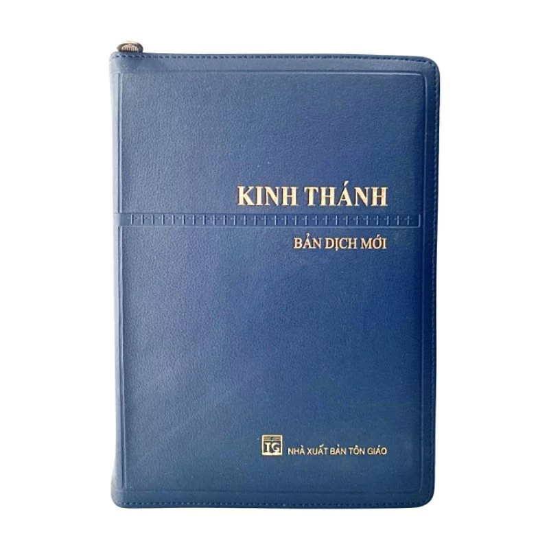 Kinh Thánh bản dịch mới liền bao da màu xanh, cỡ to 14,5x21cm