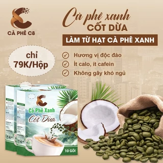 [TẶNG LY THỦY TINH] Combo 10 hộp cà phê xanh cốt dừa C8 thơm ngon healthy (10 gói*16g) - Hỗ trợ detox, healthy