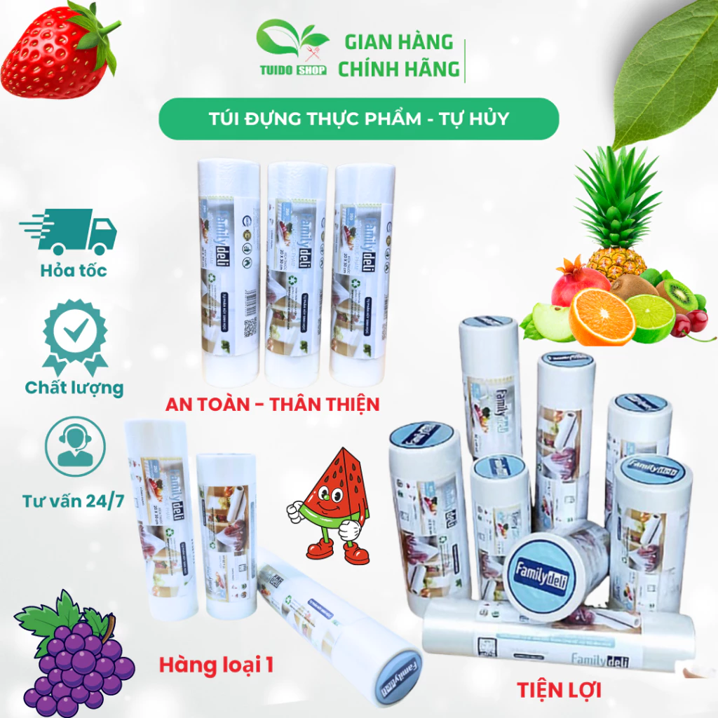 Túi Đựng Thực Phẩm Family Deli, TUIDO SHOP, Chất Liệu HDPE Tự Hủy Sinh Học - Không Có Chất Độc Hại