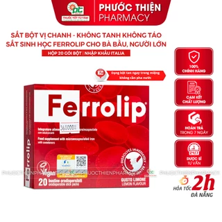 Sắt hữu cơ Ferrolip cho bà bầu bổ máu bổ sung sắt sinh học hộp 20 gói bột ferolip