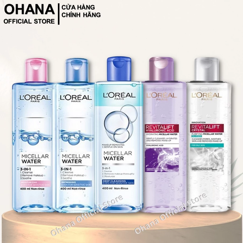 Nước Tẩy Trang Cho Mọi Loại Da L'Oreal Paris 3in1 Micellar Water (95ml/400ml)