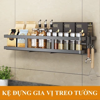 Kệ gia vị treo tường HABO Kệ đựng hủ gia vị nhà bếp chất liệu thép dày không gỉ lắp đặt dán tường hoặc khoan tường