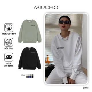 Áo sweater nữ form rộng ST003 Miucho vải chân cua in graphic